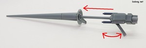 RE/100 1/100 デナン・ゾン - ショット・ランサーは射出・分離が可能で、サブグリップは可動式です。（1/2）