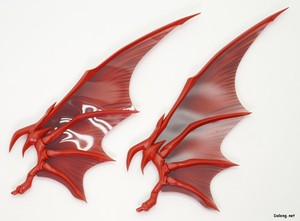 Figurerise Standard Slifer The Sky Dragon - PET 재질의 날개는 앞뒤면의 질감이 다른데, 무광의 표면이 전면입니다.