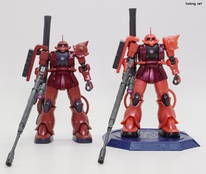 HG Char Aznable's Zaku II [Metalic] - Together with the standard HG Zaku II Char's Custom.