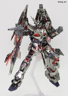HGUC 유니콘 건담 3호기 페넥스 (디스트로이 모드) 골드 & 실버 세트 - 실버 코팅 액션 포즈 (1/4)
