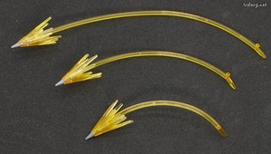 Gundam Base Xi Gundam / Pelelope Funnel Missile Effect Set - 3가지 길이의 판넬 미사일 이펙트 파츠가 좌/우 합쳐 4개씩 들어있습니다.