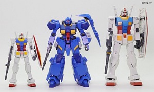 HGUC Gustav Karl Type-00 - 크기 비교를 위해 HGUC/MG 건담과의 비교. 일반적인 HGUC보다는 훨씬 크고, MG보다는 약간 작습니다.