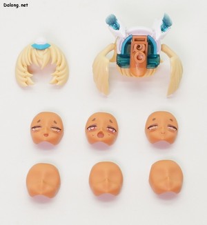Megami Device Puni Mofu Kin Xiao - 3가지 표정의 얼굴과 3개의 습식데칼용 빈 얼굴로 교체할 수 있습니다.
