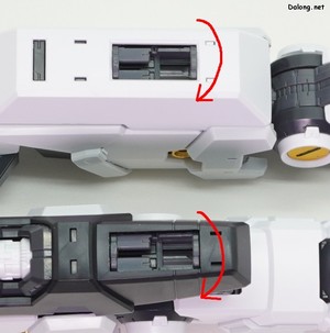 PG Unleashed Nu Gundam - 양 팔뚝의 회전부를 돌리면 실드 고정 구멍을 노출시킬 수 있습니다. (2/2)