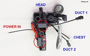 PG LED Unit for PG Unleashed Nu Gundam - 가장 복잡한 E 유닛은 몸통 내부에 넣습니다. 이 유닛이 스위치 박스와 연결되어, 4 방향의 LED로 전원을 배분하는 역할도 하네요.