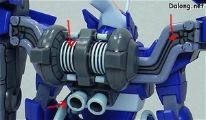 HG Cgue D.E.E.P. Arms - 백팩의 하늘색 부분과 무장 연결부안쪽의 회색도 설정에 맞게 부분도색